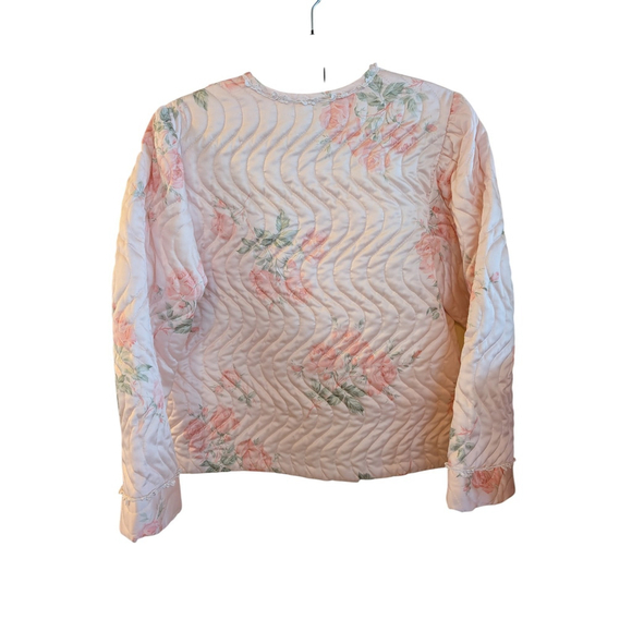 Vintage Eve Stillman Floral Quilted Bed Jacket Women's Small Pink 70’s - Picture 2 of 6